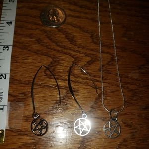 Pentagram Necklace and Earrings Set